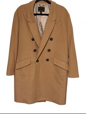 Banana Republic Camel Wool Blend Double Breasted Pea Coat Trench Size Small